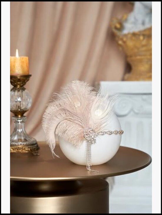 Flapper Headpiece Headband - Great Gatsby Feather Art Deco Hair Accessory